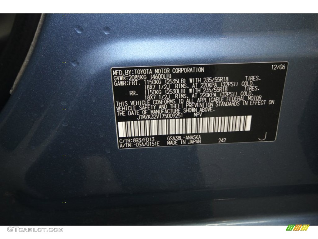 2007 Toyota RAV4 Sport Color Code Photos
