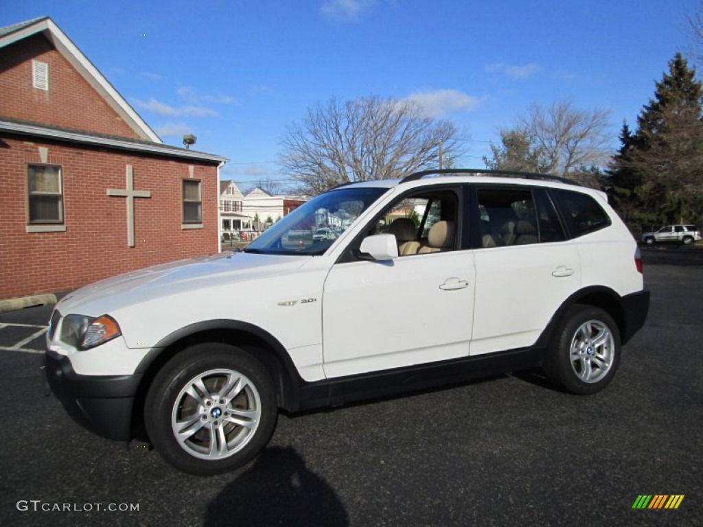 2004 X3 3.0i - Alpine White / Sand Beige photo #1