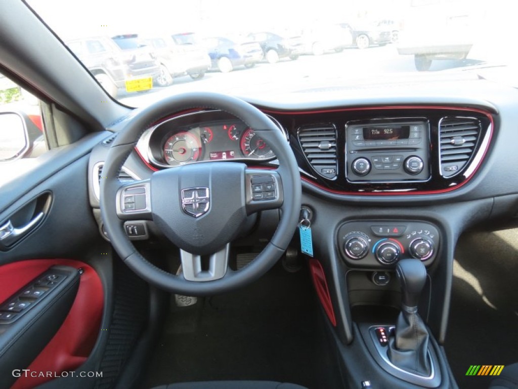 2013 Dodge Dart Rallye Black/Ruby Red Dashboard Photo #75243087