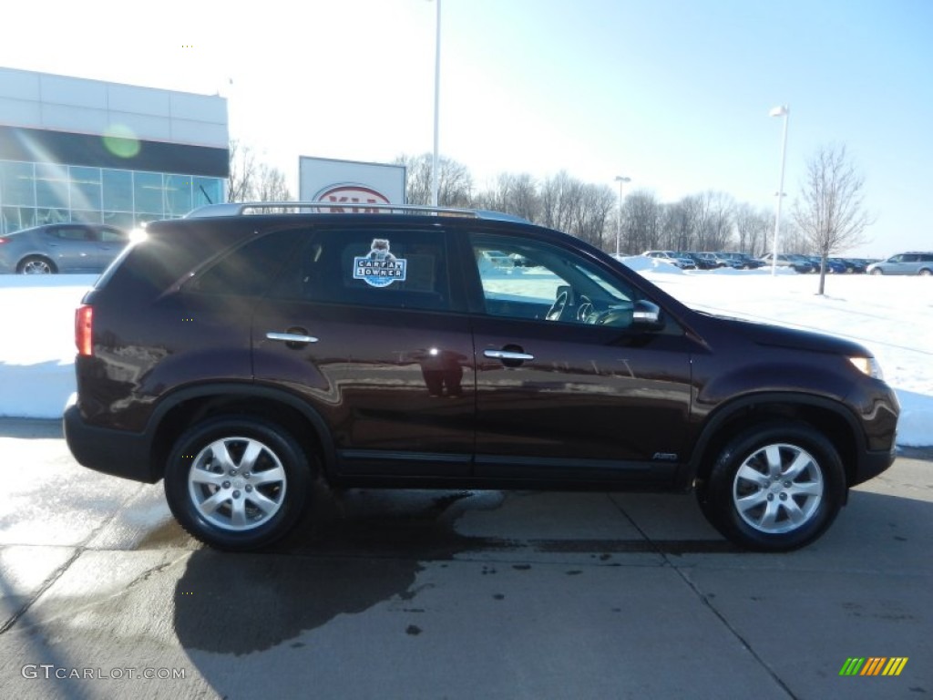 2011 Sorento LX AWD - Dark Cherry / Black photo #2