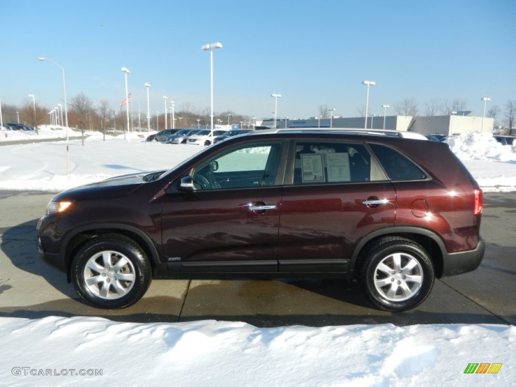 2011 Sorento LX AWD - Dark Cherry / Black photo #6