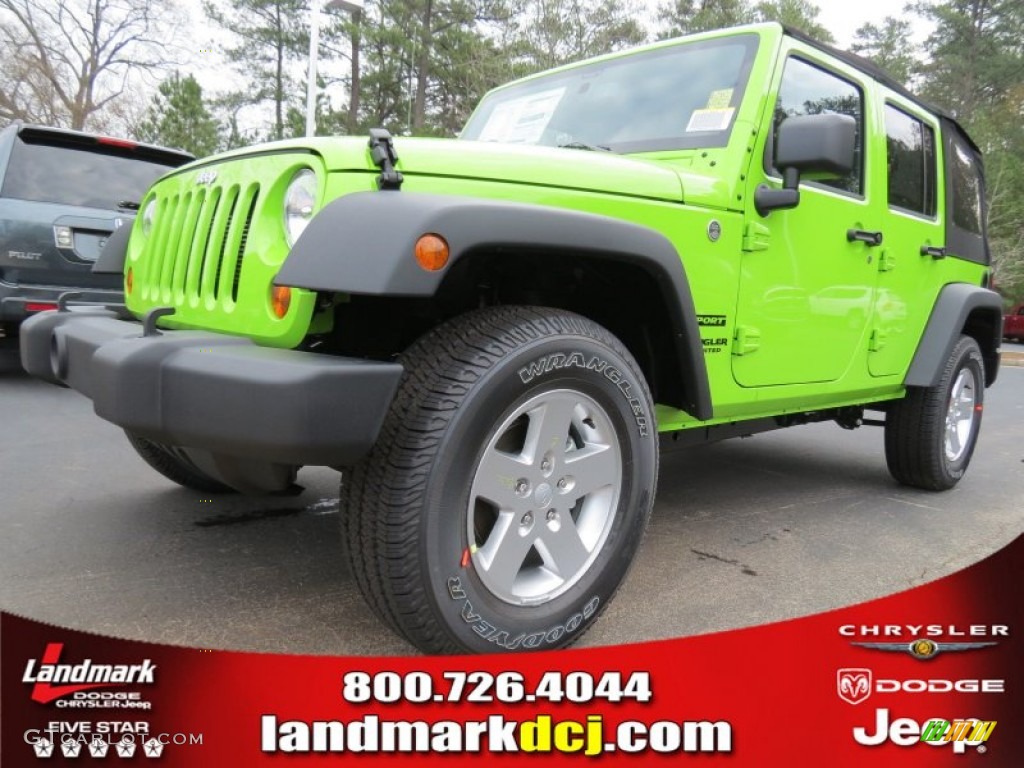 2013 Wrangler Unlimited Sport S 4x4 - Gecko Green Pearl / Black photo #1