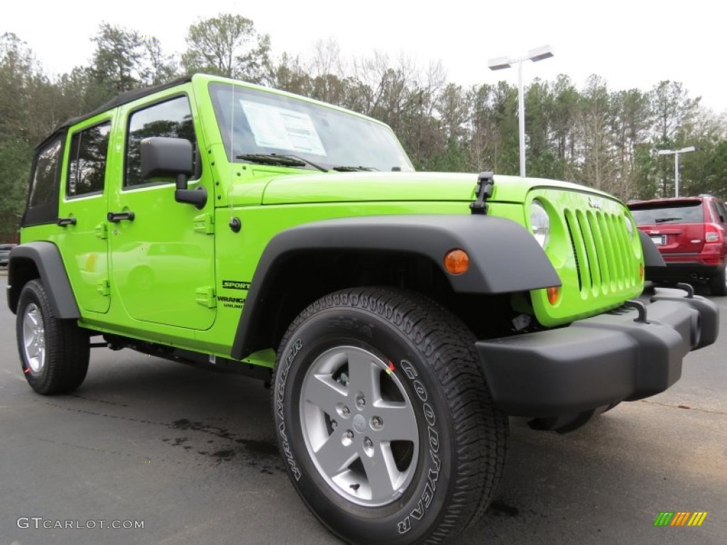 Gecko Green Pearl 2013 Jeep Wrangler Unlimited Sport S 4x4 Exterior Photo #75246216