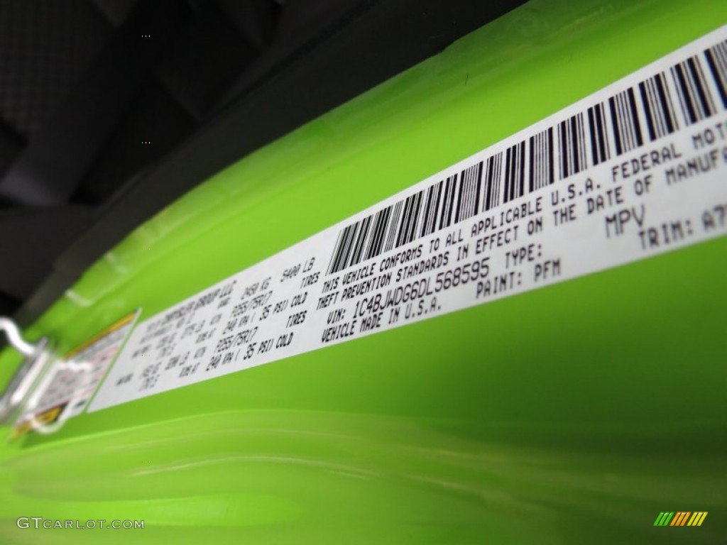 2013 Wrangler Unlimited Color Code PFM for Gecko Green Pearl Photo #75246351