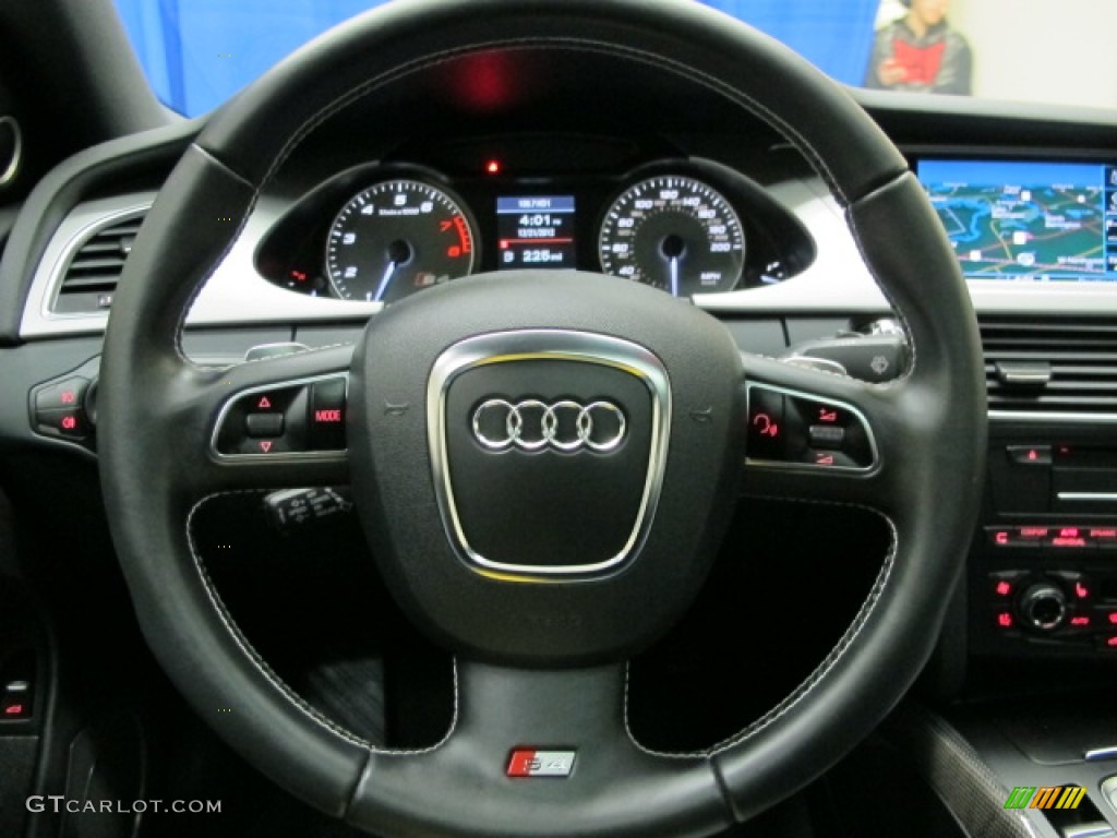 2012 Audi S4 3.0T quattro Sedan Black/Spectral Silver Steering Wheel Photo #75247520