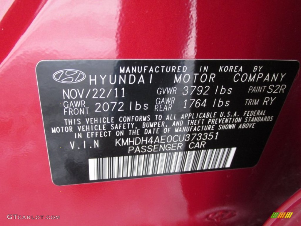 2012 Elantra Limited - Red Allure / Black photo #18