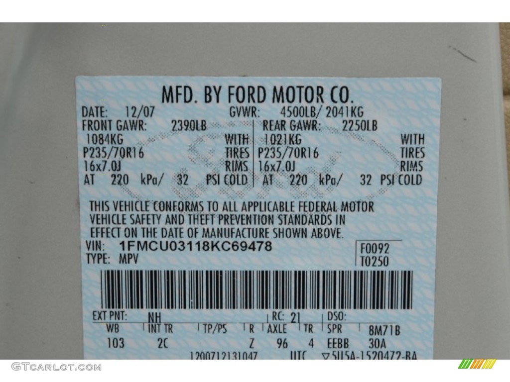 2008 Escape Color Code NH for Light Sage Metallic Photo #75253696