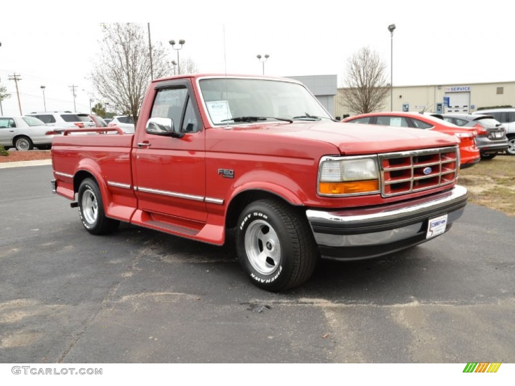 1994 F150 XLT Regular Cab - Crimson Red / Grey photo #3