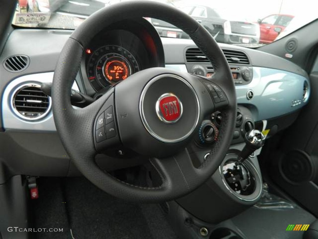 2013 Fiat 500 Sport Sport Nero/Grigio/Nero (Black/Gray/Black) Steering Wheel Photo #75265870