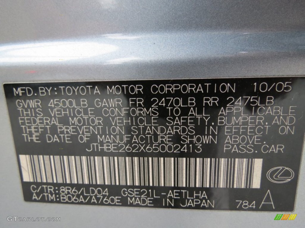 2006 Lexus IS 350 Color Code Photos