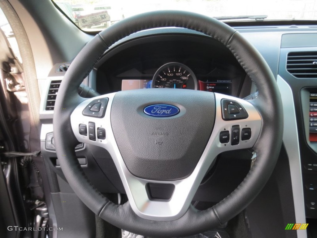 2013 Ford Explorer XLT Charcoal Black Steering Wheel Photo #75278490