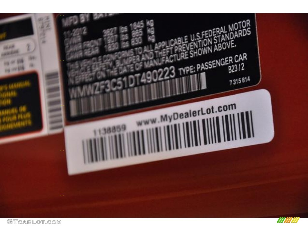 2013 Cooper Color Code B23 for Spice Orange Metallic Photo #75280805