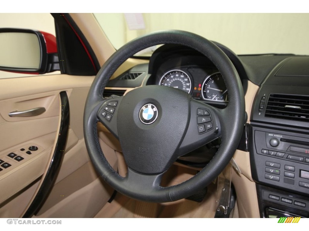 2007 BMW X3 3.0si Sand Beige Steering Wheel Photo #75284364