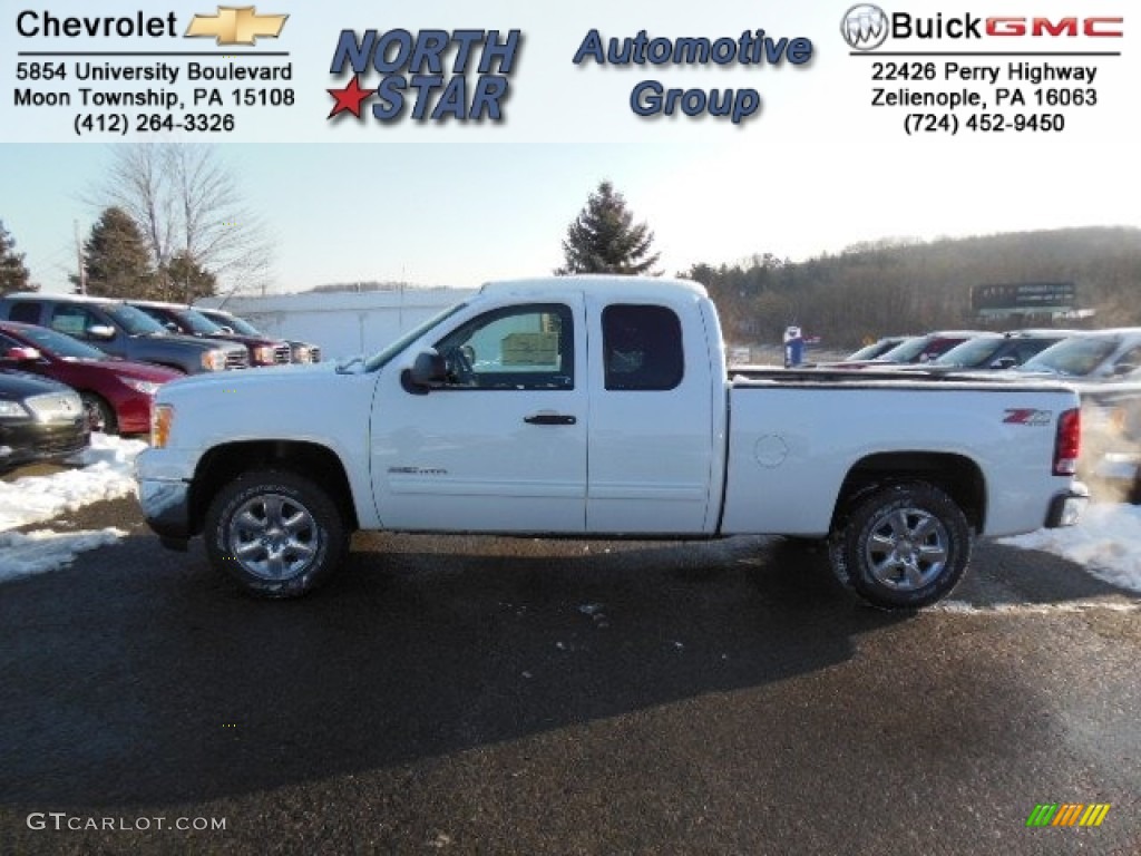 2013 Sierra 1500 SLE Extended Cab 4x4 - Summit White / Ebony photo #1