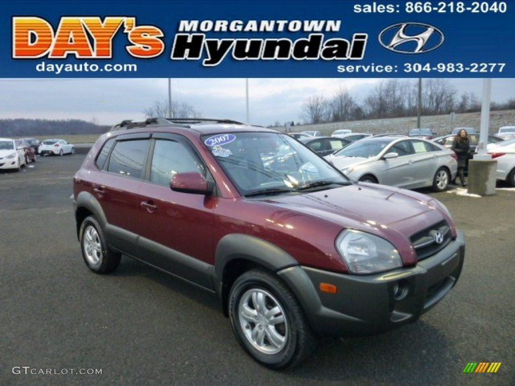 2007 Tucson SE 4WD - Mesa Red Metallic / Beige photo #1