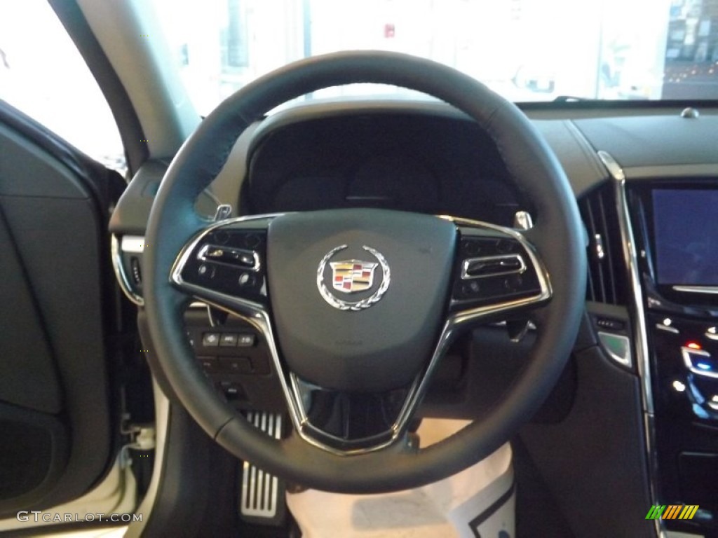 2013 Cadillac ATS 2.0L Turbo Premium Jet Black/Jet Black Accents Steering Wheel Photo #75293437