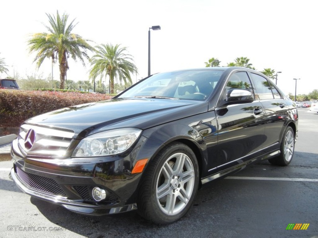 Obsidian Black Metallic 2009 Mercedes-Benz C 350 Sport Exterior Photo #75295219