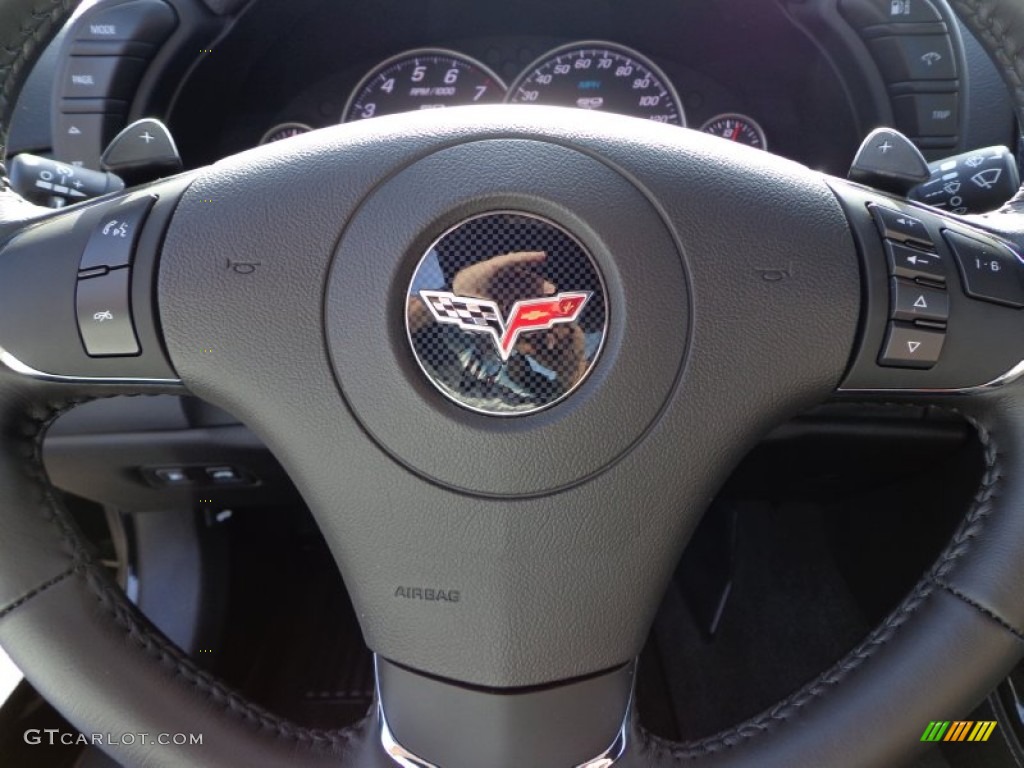 2013 Chevrolet Corvette Coupe Ebony Steering Wheel Photo #75299515