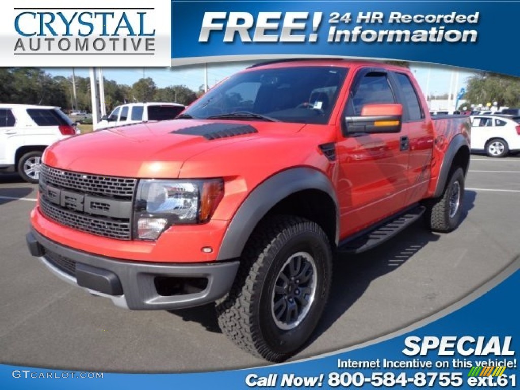 2010 F150 SVT Raptor SuperCab 4x4 - Molten Orange Tri Coat / Black photo #1