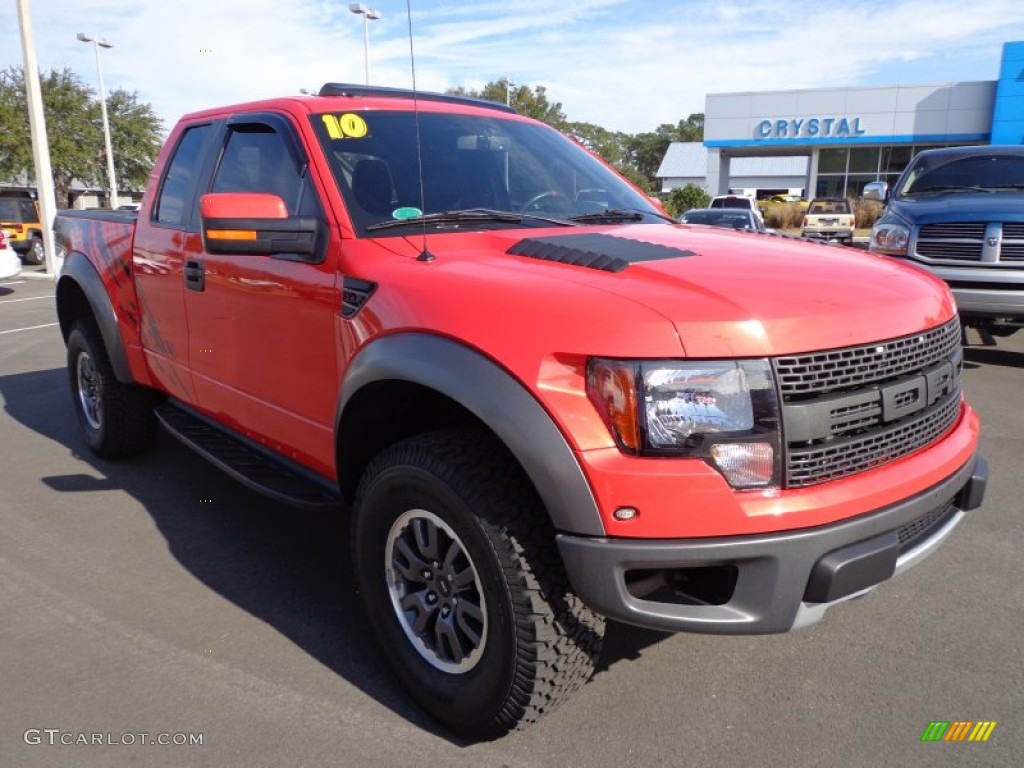 2010 F150 SVT Raptor SuperCab 4x4 - Molten Orange Tri Coat / Black photo #10