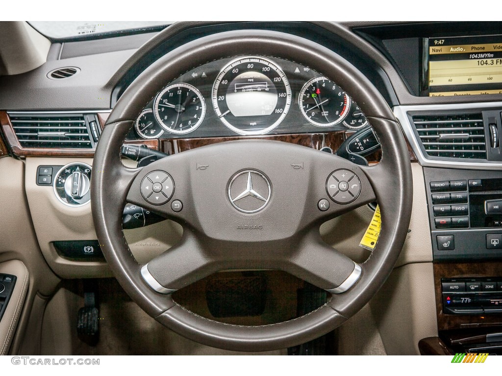 2011 Mercedes-Benz E 350 Sedan Almond/Mocha Steering Wheel Photo #75310956