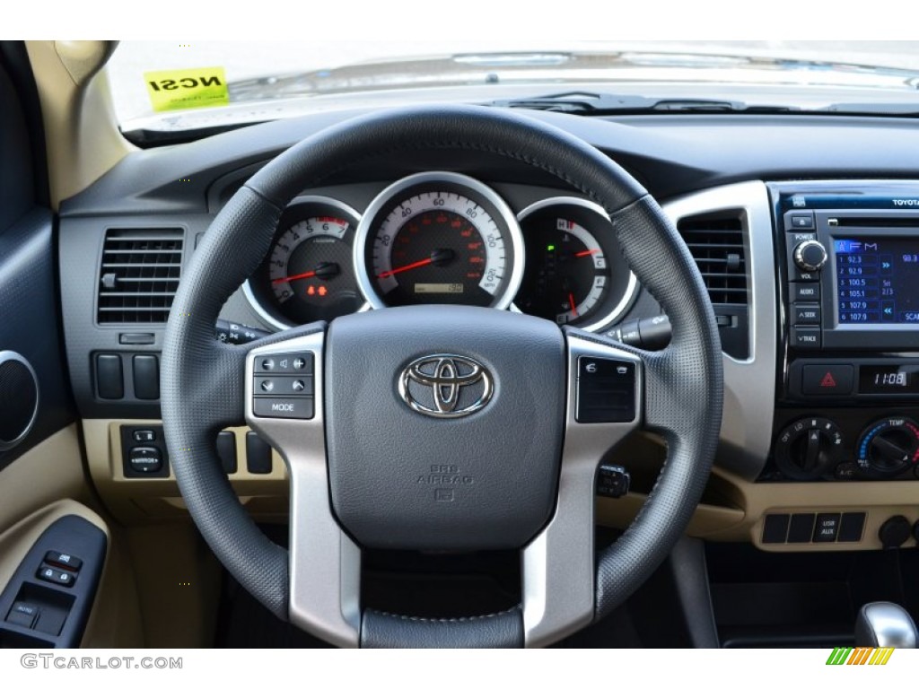 2013 Toyota Tacoma Double Cab Sand Beige Steering Wheel Photo #75315487
