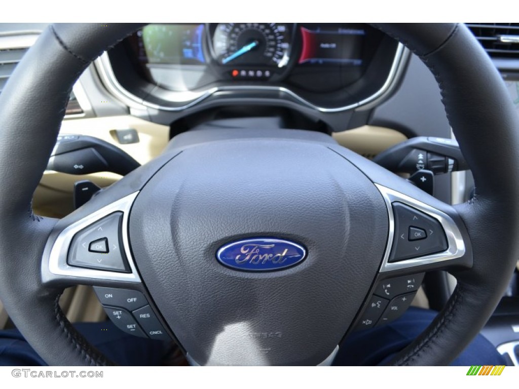2013 Ford Fusion SE 2.0 EcoBoost Dune Steering Wheel Photo #75317344