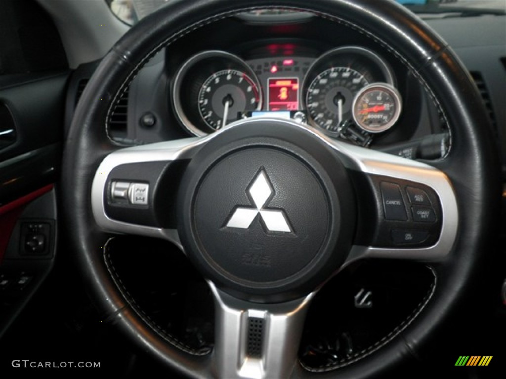 2008 Mitsubishi Lancer Evolution GSR Black Steering Wheel Photo #75317871