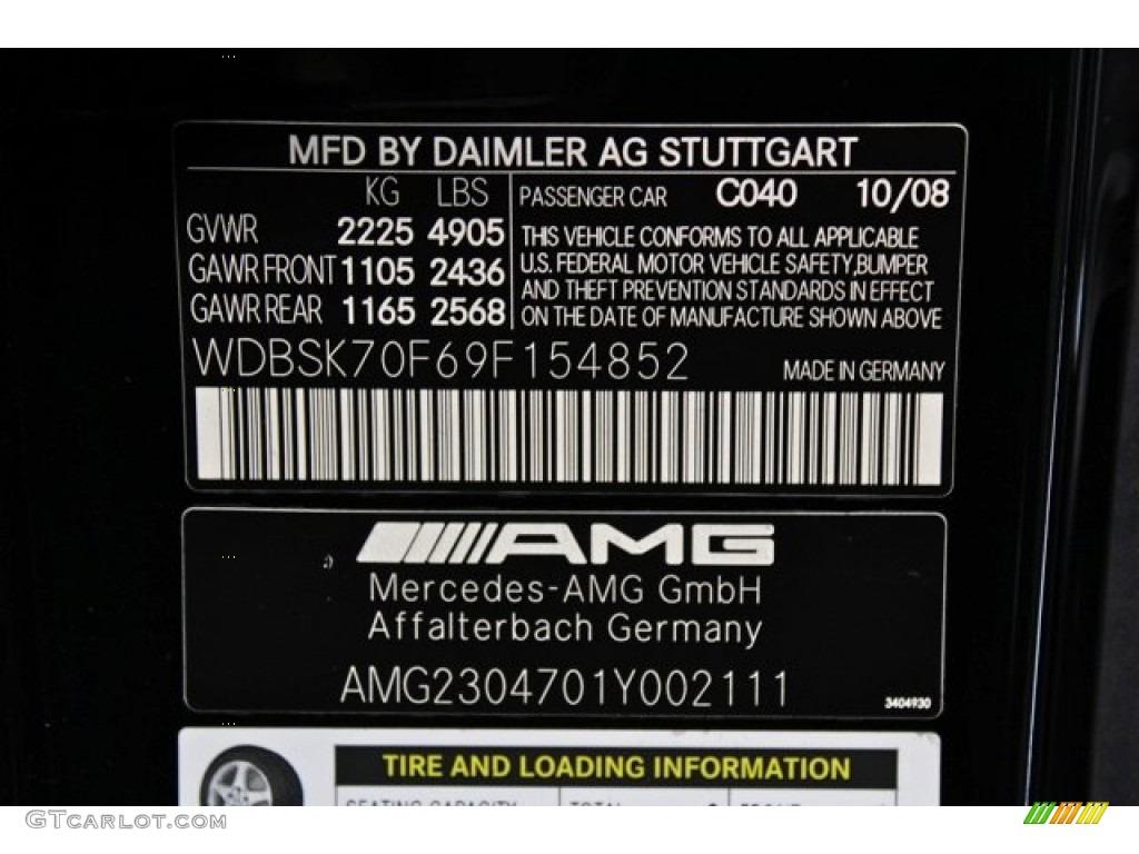 2009 SL Color Code 040 for Black Photo #75317931