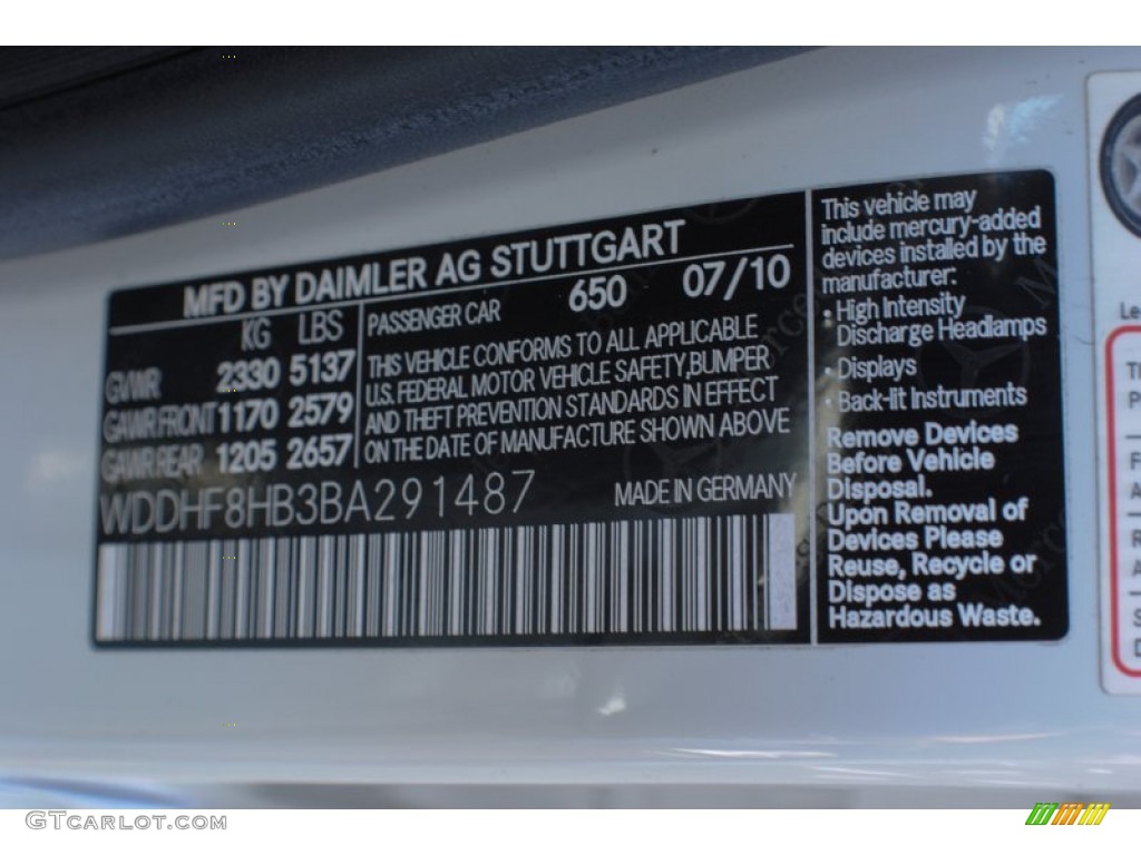 2011 E Color Code 650 for Arctic White Photo #75329404
