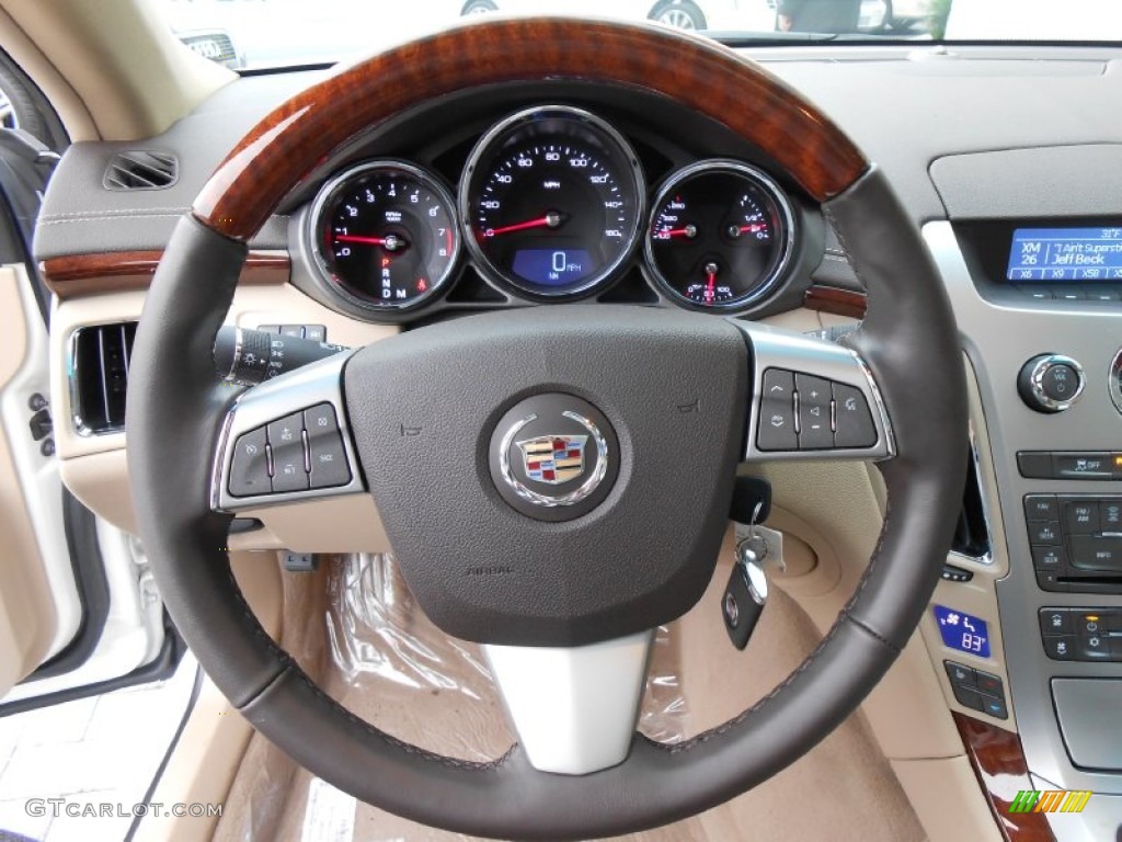 2013 Cadillac CTS 4 3.0 AWD Sport Wagon Cashmere/Cocoa Steering Wheel Photo #75330642