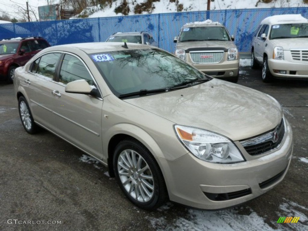 2009 Aura XR V6 - Gold Mist Metallic / Tan photo #7