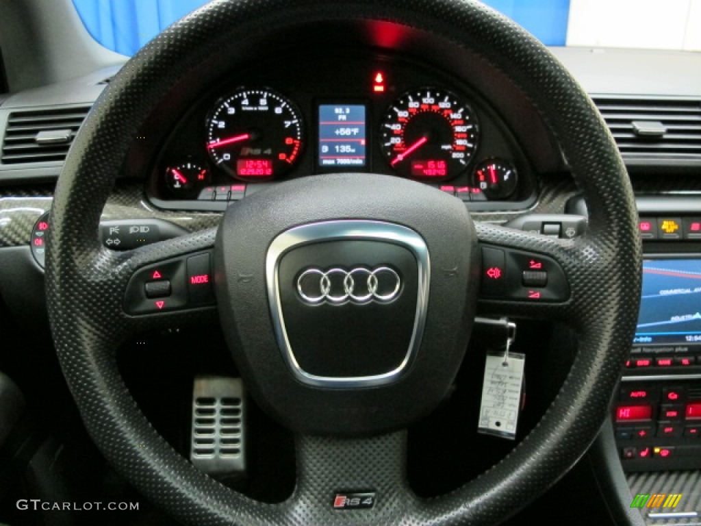 2007 Audi RS4 4.2 quattro Sedan Black Steering Wheel Photo #75346677