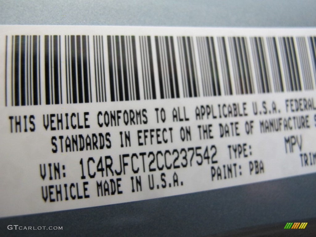2012 Grand Cherokee Color Code PBA for Winter Chill Photo #75351826