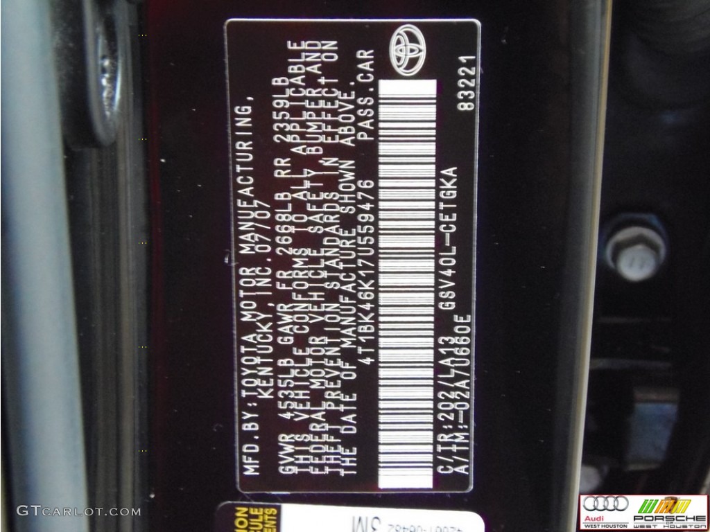 2007 Camry XLE V6 - Black / Ash photo #34