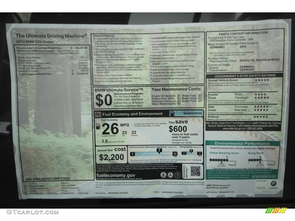 2013 3 Series 328i Sedan - Glacier Silver Metallic / Black photo #28