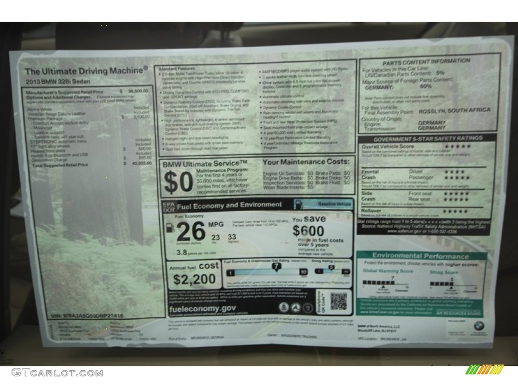 2013 3 Series 328i Sedan - Alpine White / Venetian Beige photo #27