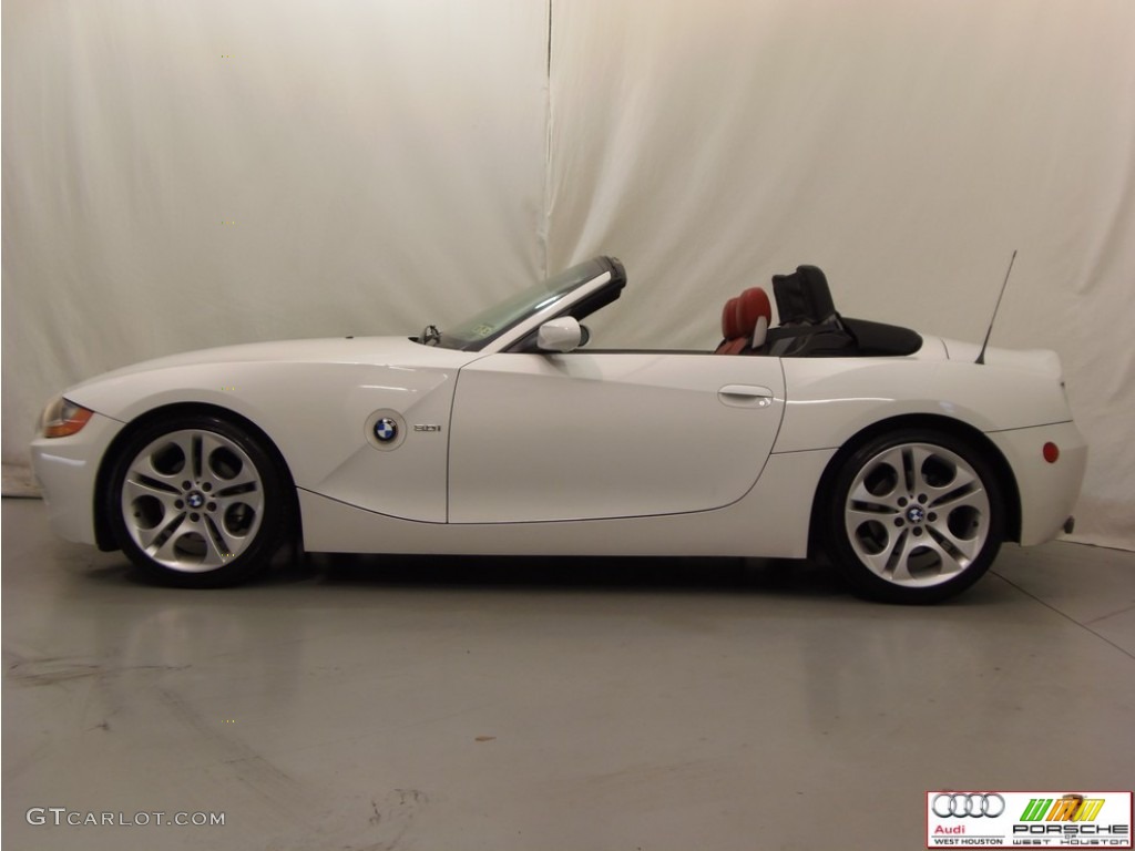 2003 Z4 3.0i Roadster - Alpine White / Red photo #4