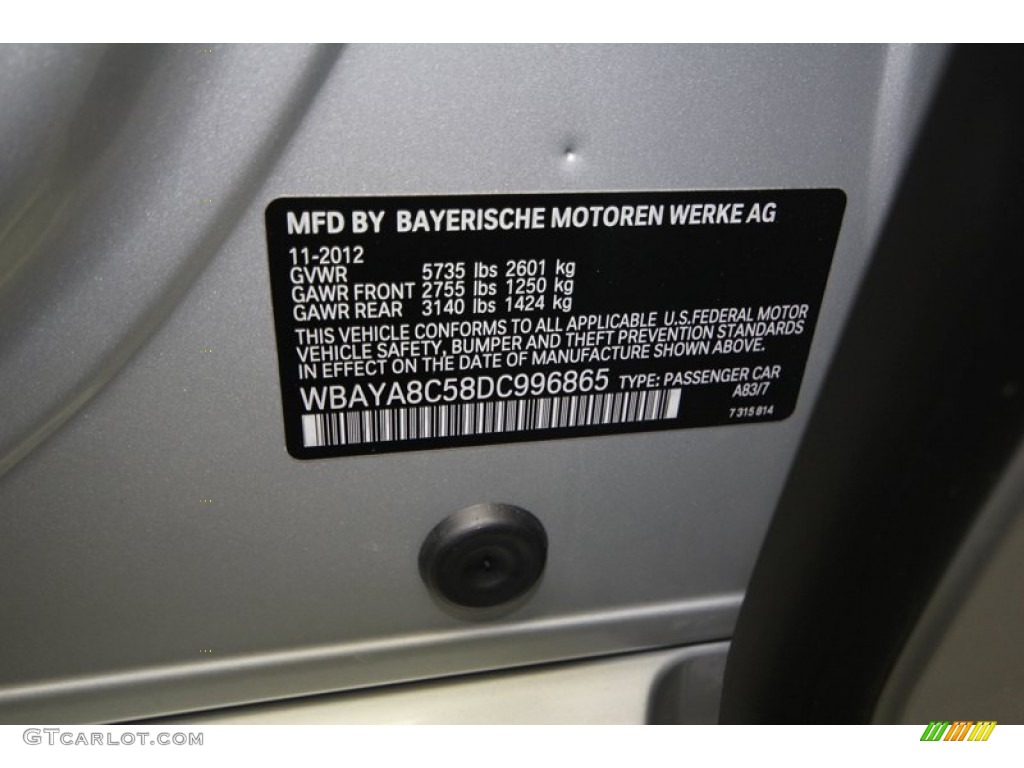 2013 7 Series Color Code A83 for Glacier Silver Metallic Photo #75355816