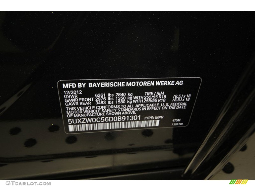 2013 X5 Color Code 475 for Black Sapphire Metallic Photo #75356041
