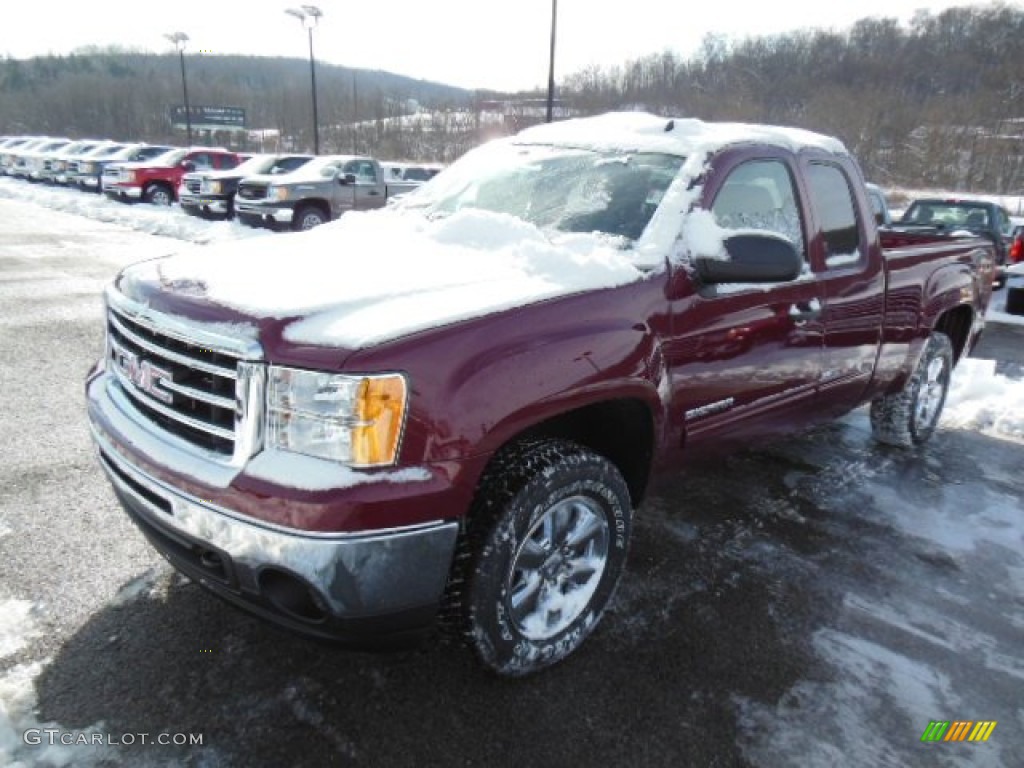 2013 Sierra 1500 SLE Extended Cab 4x4 - Sonoma Red Metallic / Ebony photo #2