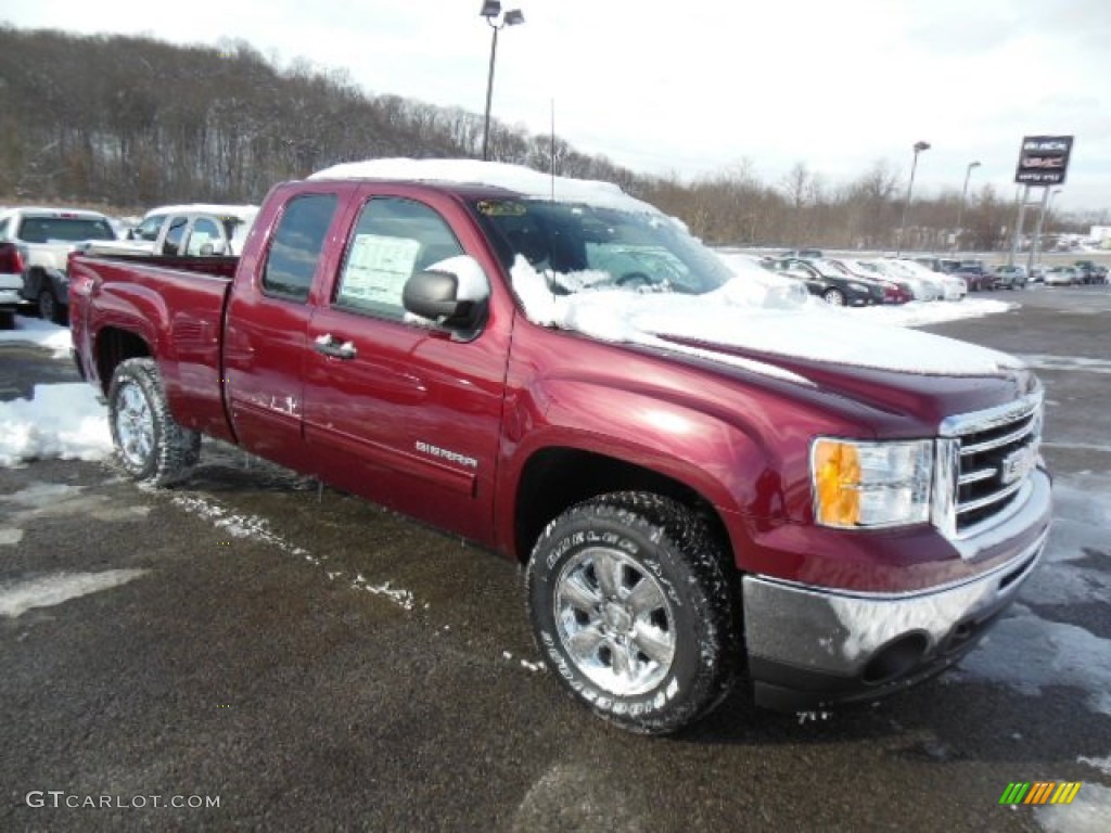 2013 Sierra 1500 SLE Extended Cab 4x4 - Sonoma Red Metallic / Ebony photo #4
