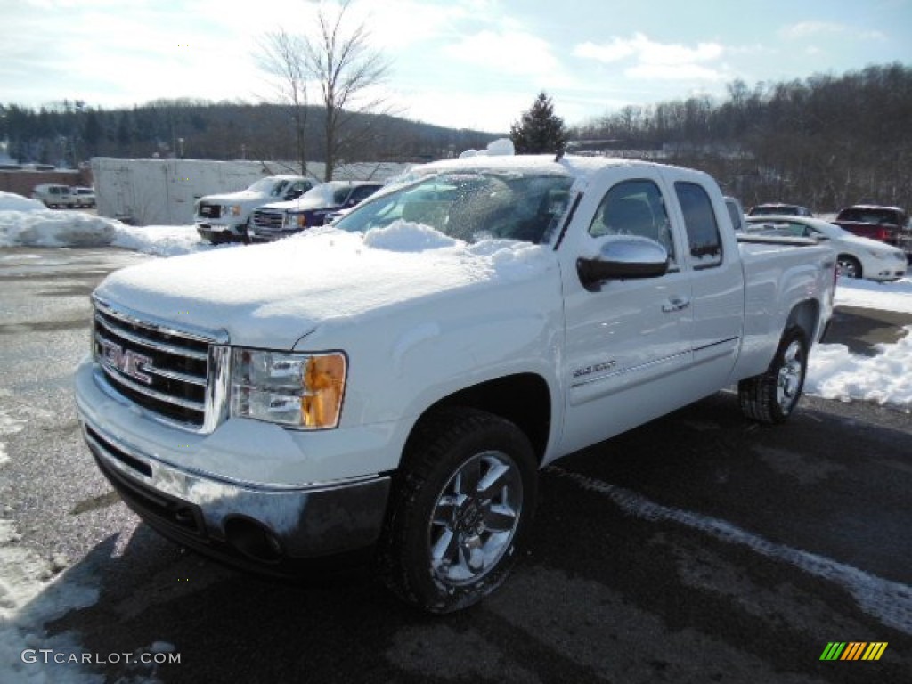 2013 Sierra 1500 SLE Extended Cab 4x4 - Summit White / Ebony photo #2