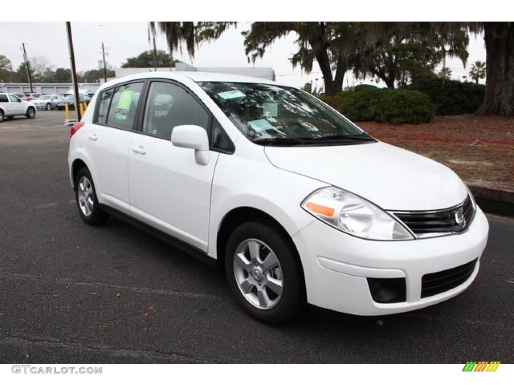 2012 Versa 1.8 S Hatchback - Fresh Powder White / Charcoal photo #1