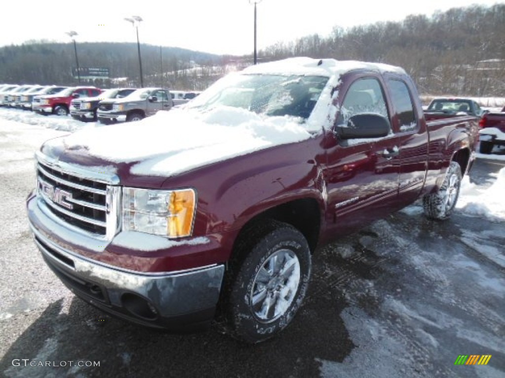 2013 Sierra 1500 SLE Extended Cab 4x4 - Sonoma Red Metallic / Ebony photo #2