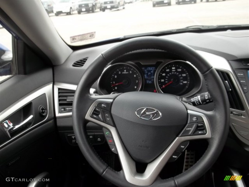 2012 Hyundai Veloster Standard Veloster Model Gray Steering Wheel Photo #75359045