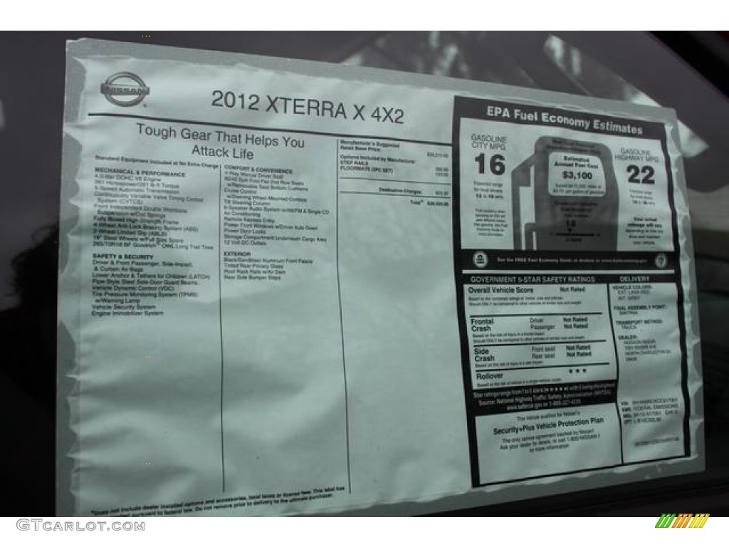 2012 Nissan Xterra X Window Sticker Photo #75359267