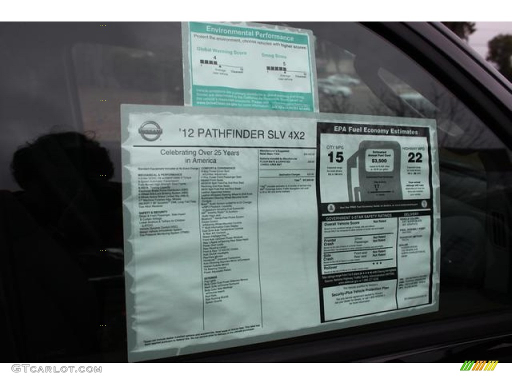 2012 Nissan Pathfinder Silver Window Sticker Photo #75359576