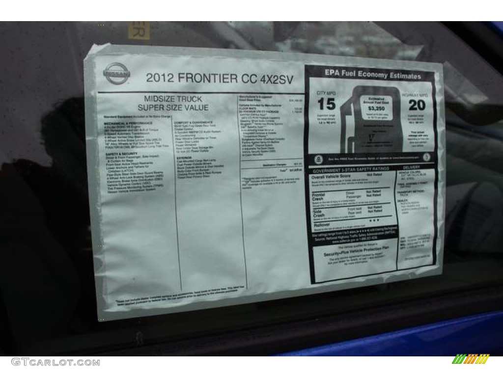 2012 Nissan Frontier SV Crew Cab Window Sticker Photo #75359921