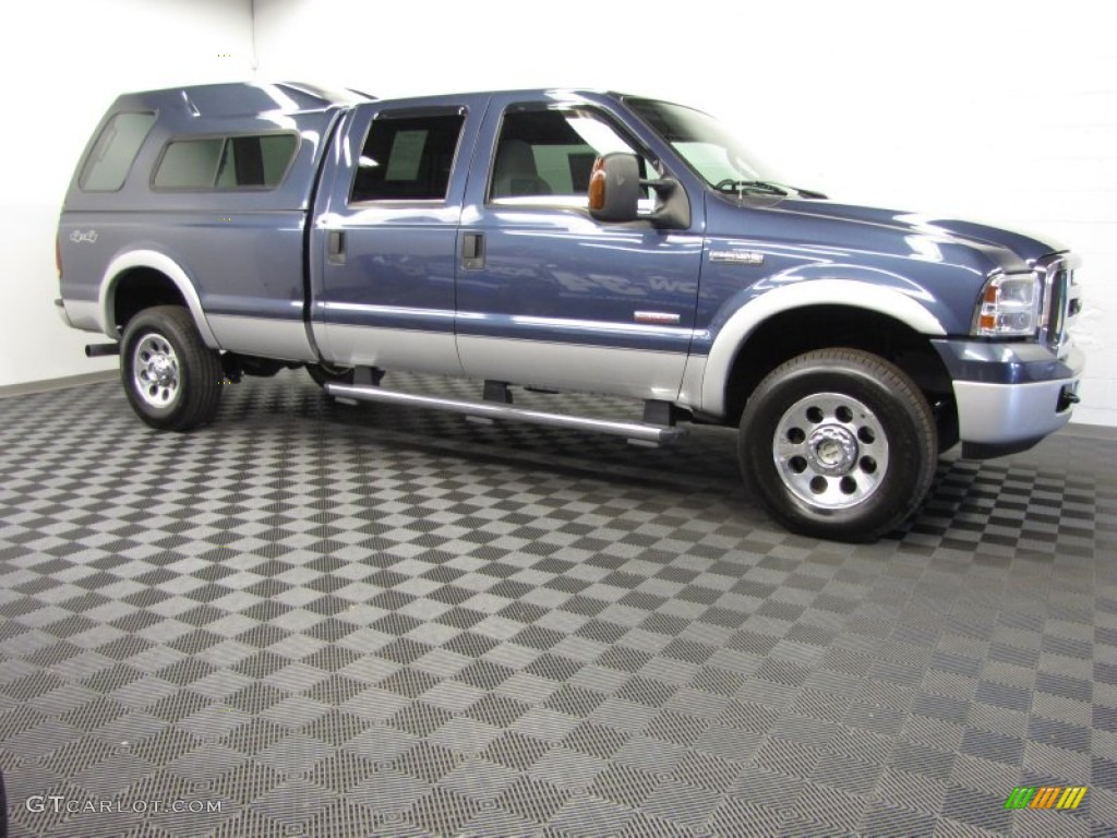 2005 F350 Super Duty XLT Crew Cab 4x4 - Medium Wedgewood Blue Metallic / Medium Flint photo #3